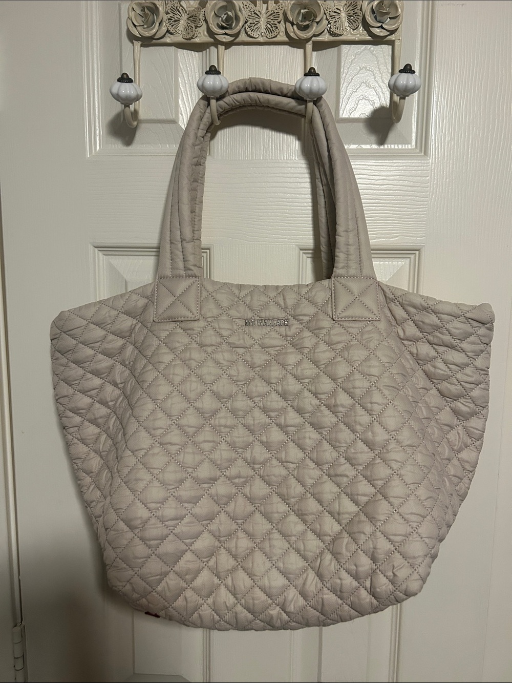 MZ Wallace Quilted Tote in Taupe Beige